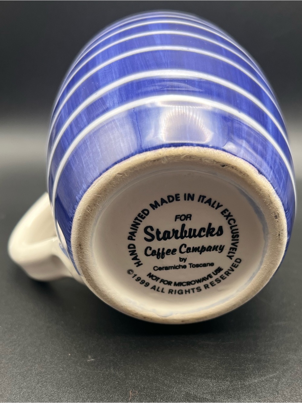 ⭐️ Vintage 1999 Starbucks Italy  Blue Striped Mug - Rare Collection
